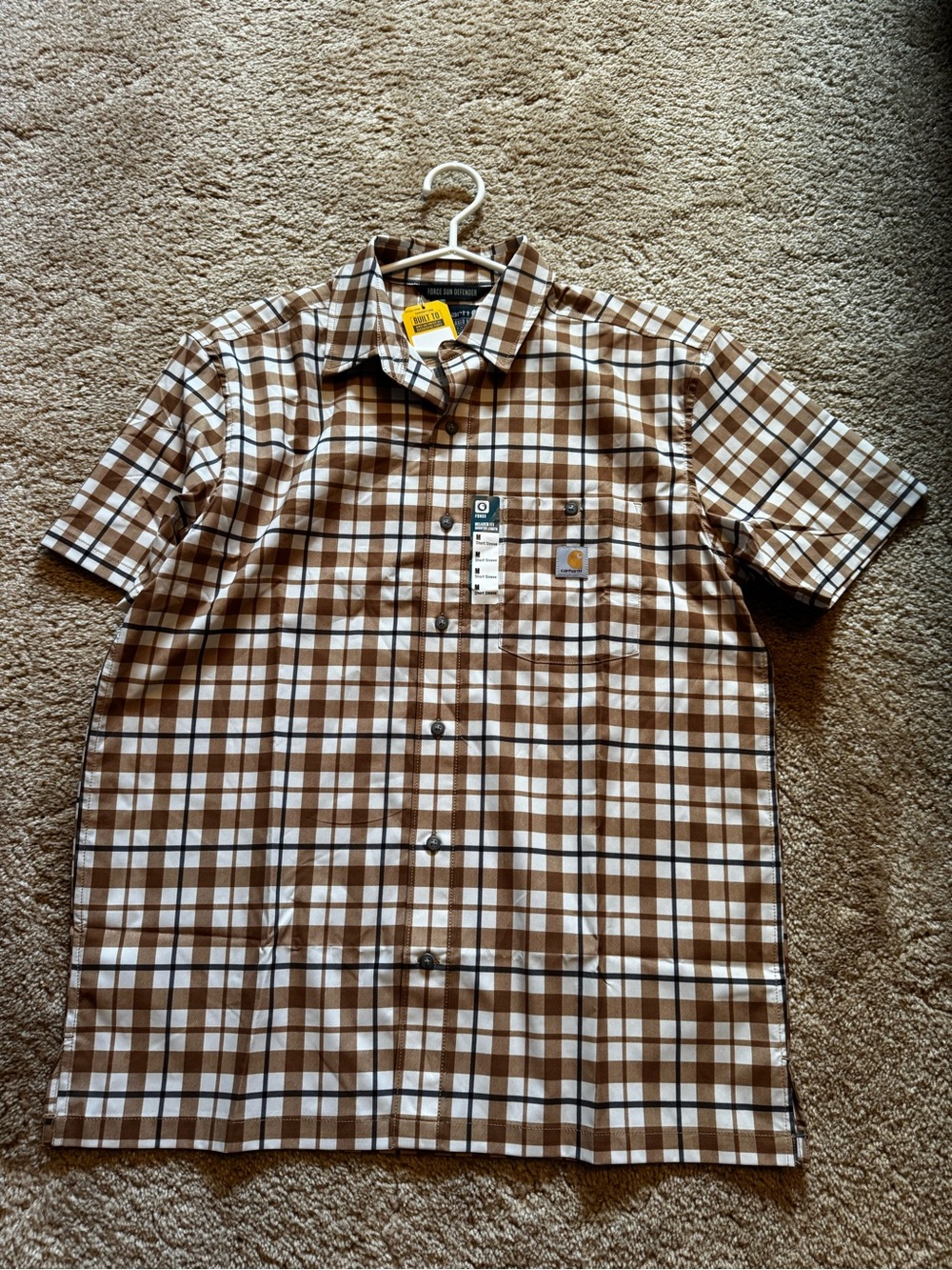 Brand New Men’s Carhartt Short-Sleeve Plaid Button-Down Shirt Medium